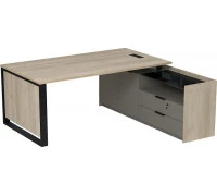 Стол рабочий с лючком на опорной двусоставной тумбе