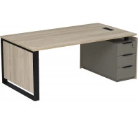 Стол рабочий с лючком на опорной угловой тумбе