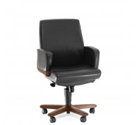 Кресло для посетителей DICO B орех/черная кожа
