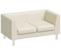 Диван двухместный EVA бежевая кожа, металл