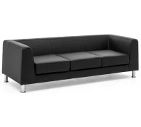 Диван трехместный EVA, черная кожа+кожзам, металл