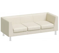 Диван трехместный EVA бежевая кожа, металл