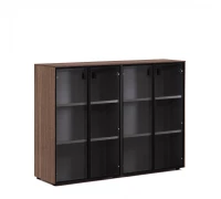 Энзо (ENZO)  ШКАФ-ВИТРИНА H.120, 4 ДВ ЭВКАЛИПТ/ЧЕРНЫЙ 109 723 ECL 01