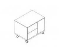 Тумбочка подкатная с двумя ящиками (с внутренним органайзером) и одной дверцей правосторонней или левосторонней 156211