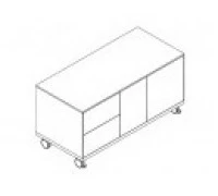 Тумбочка подкатная с двумя ящиками (с внутренним органайзером) и двумя дверцами правосторонними 156212