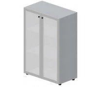 Шкаф для документов 2 матовые стеклянные двери в раме, 2 полки, ручки - хром EMMS564L