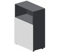 Шкаф для документов 2 двери+ниша, 2 полки, ручки - хром EMMS568