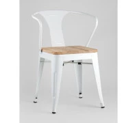 Стул TOLIX ARM WOOD с подлокотниками белый