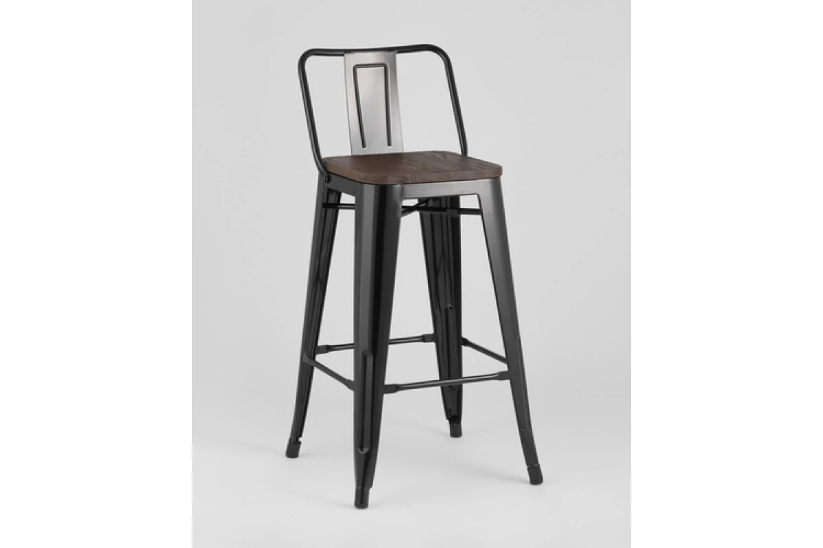 Стул полубарный TOLIX WOOD со спинкой черный