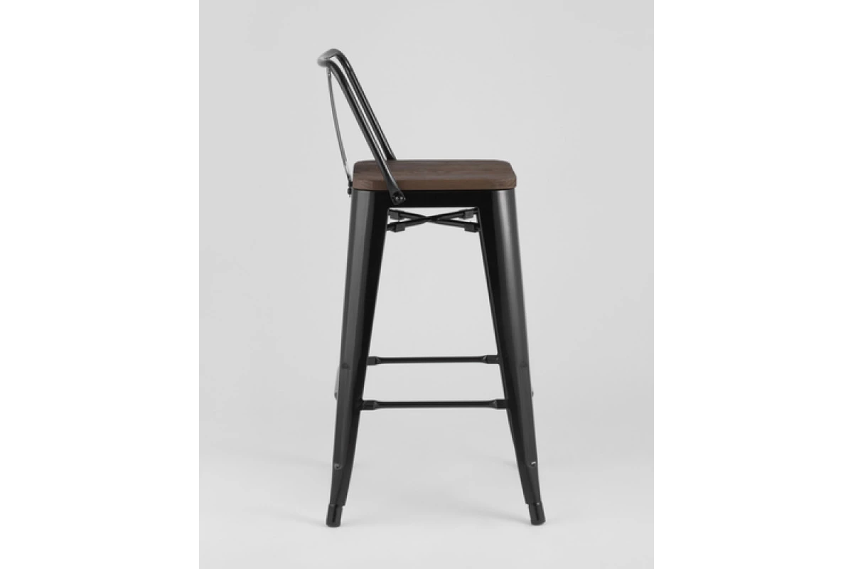 Стул полубарный TOLIX WOOD со спинкой черный