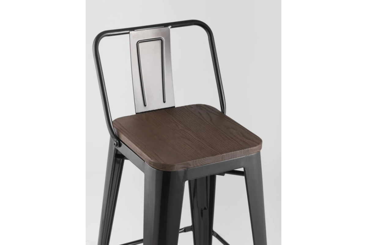 Стул полубарный TOLIX WOOD со спинкой черный