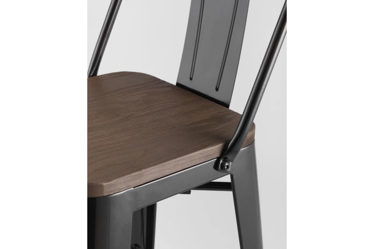 Стул полубарный TOLIX WOOD со спинкой черный