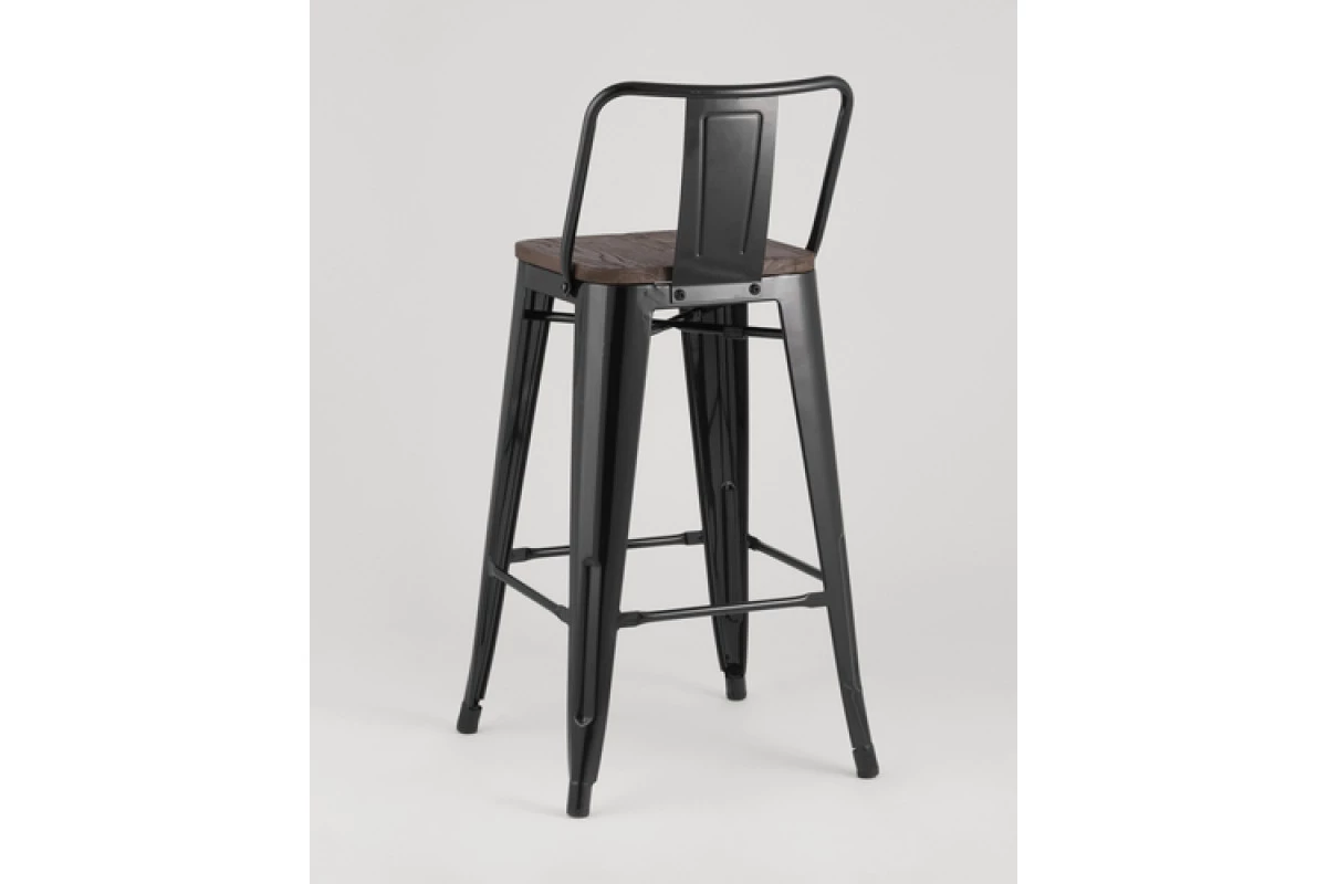 Стул полубарный TOLIX WOOD со спинкой черный