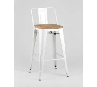 Стул полубарный TOLIX WOOD со спинкой белый глянцевый