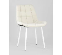 Стул Флекс велюр светло-бежевый белые ножки