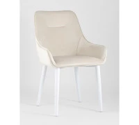 Стул Диана велюр кремовый ножки белые