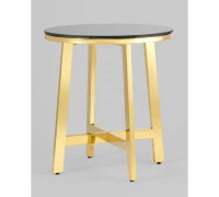 Журнальный стол 50*50 АЛЬБА золото стекло черное