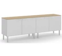 Греденция серая L200 стеклянные двери TETTO