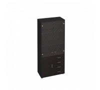 Шкаф для документов, кожаные фасады ящиков/пескоструйные двери