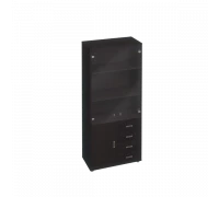 Шкаф для документов, кожаные фасады ящиков/тонированные двери