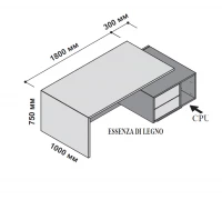 Стол правосторонний с тумбой под компьютер 210x115 см (шпон) 174169