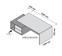 Стол левосторонний с тумбой под компьютер 210x115 см (шпон) 174170