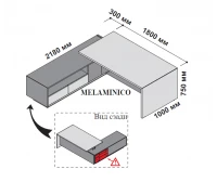Стол левосторонний с опорной тумбой 210x218 см (меламин) 174173
