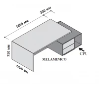 Стол правосторонний с тумбой под компьютер 210x115 см (меламин) 174165
