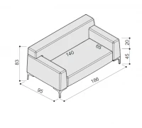 Двухместный диван с хромированными ножками для зоны отдыха 135041
