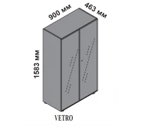 Шкаф с двумя стеклянными дверьми с доводчиком и замком 174066
