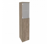 Шкаф высокий узкий левый (1 средний фасад ЛДСП + 1 низкий фасад стекло) O.SU-1.7(L)