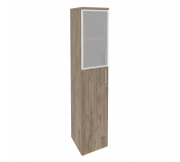 Шкаф высокий узкий левый (1 средний фасад ЛДСП + 1 низкий фасад стекло в раме) O.SU-1.7R(L)