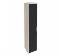 Шкаф высокий узкий левый (1 высокий фасад стекло лакобель в раме) O.SU-1.10R(L) white/black