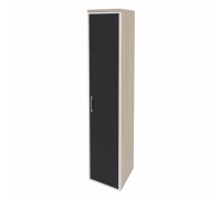 Шкаф высокий узкий правый (1 высокий фасад стекло лакобель в раме) O.SU-1.10R(R) white/black