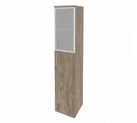 Шкаф высокий узкий правый (1 средний фасад ЛДСП + 1 низкий фасад стекло в раме) O.SU-1.7R(R)