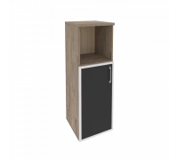 Шкаф средний узкий левый  (1 низкий фасад стекло лакобель в раме) O.SU-2.2R(L) white/black