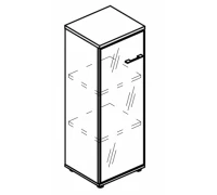 Шкаф средний узкий дверь стекло в рамке левый (топ ДСП) МР 9470