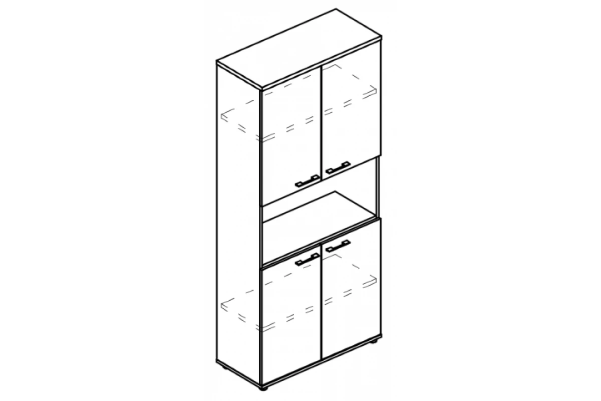 Шкаф для документов 4-х дверный с открытой нишей (топ ДСП) МР 9474 Alta