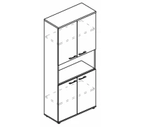 Шкаф для документов 4-х дверный с открытой нишей (топ ДСП) МР 9474