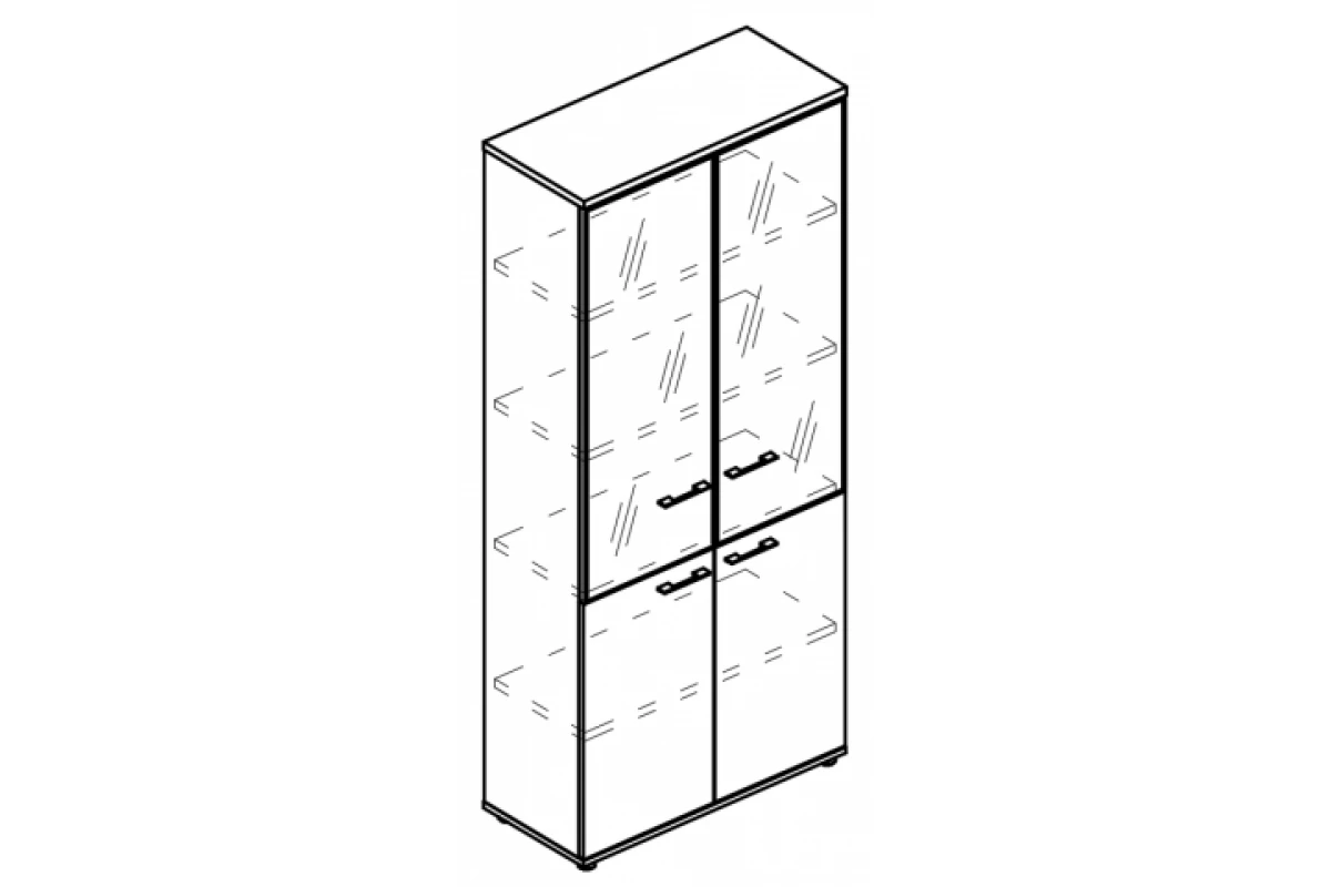 Шкаф со стеклянными дверьми в алюминиевой рамке (топ ДСП) МР 9480 Alta