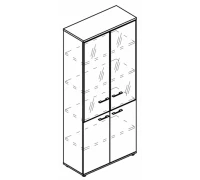 Шкаф со стеклянными дверьми в алюминиевой рамке (топ ДСП) МР 9480