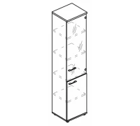 Шкаф узкий прозрачной дверью (топ ДСП) МР 9485