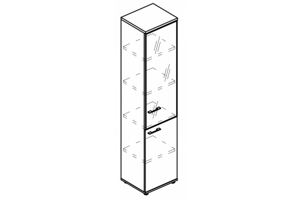Шкаф узкий стеклянные дери в рамке правый (топ ДСП) МР 9486 Alta