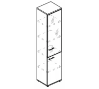 Шкаф узкий стеклянные дери в рамке правый (топ ДСП) МР 9486