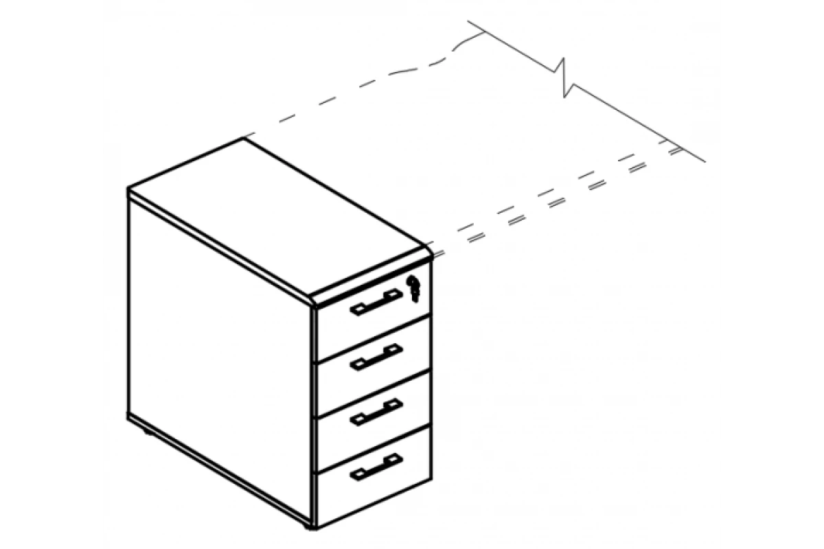 Тумба 4 ящика приставная с замком 2 скоса МР 9220-2 в Про-Офис