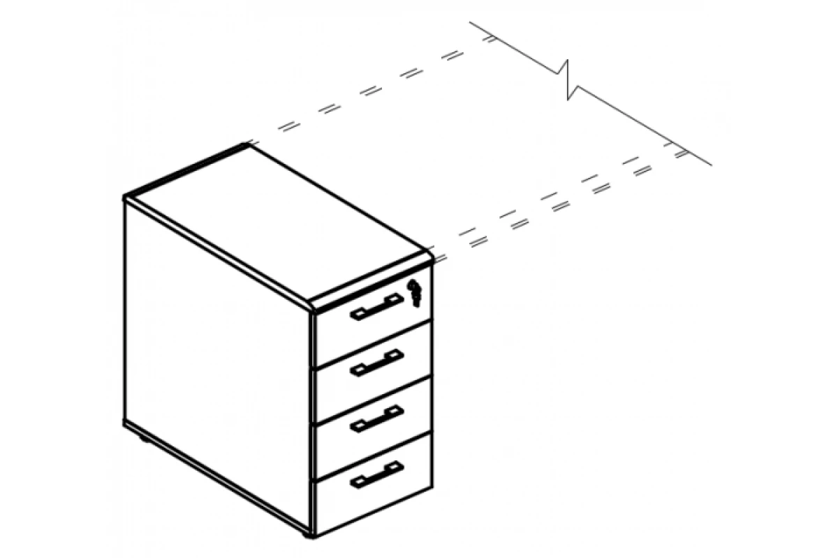 Тумба с замком приставная 4-х ящичная (2 скоса) МР 9221-2 в Про-Офис