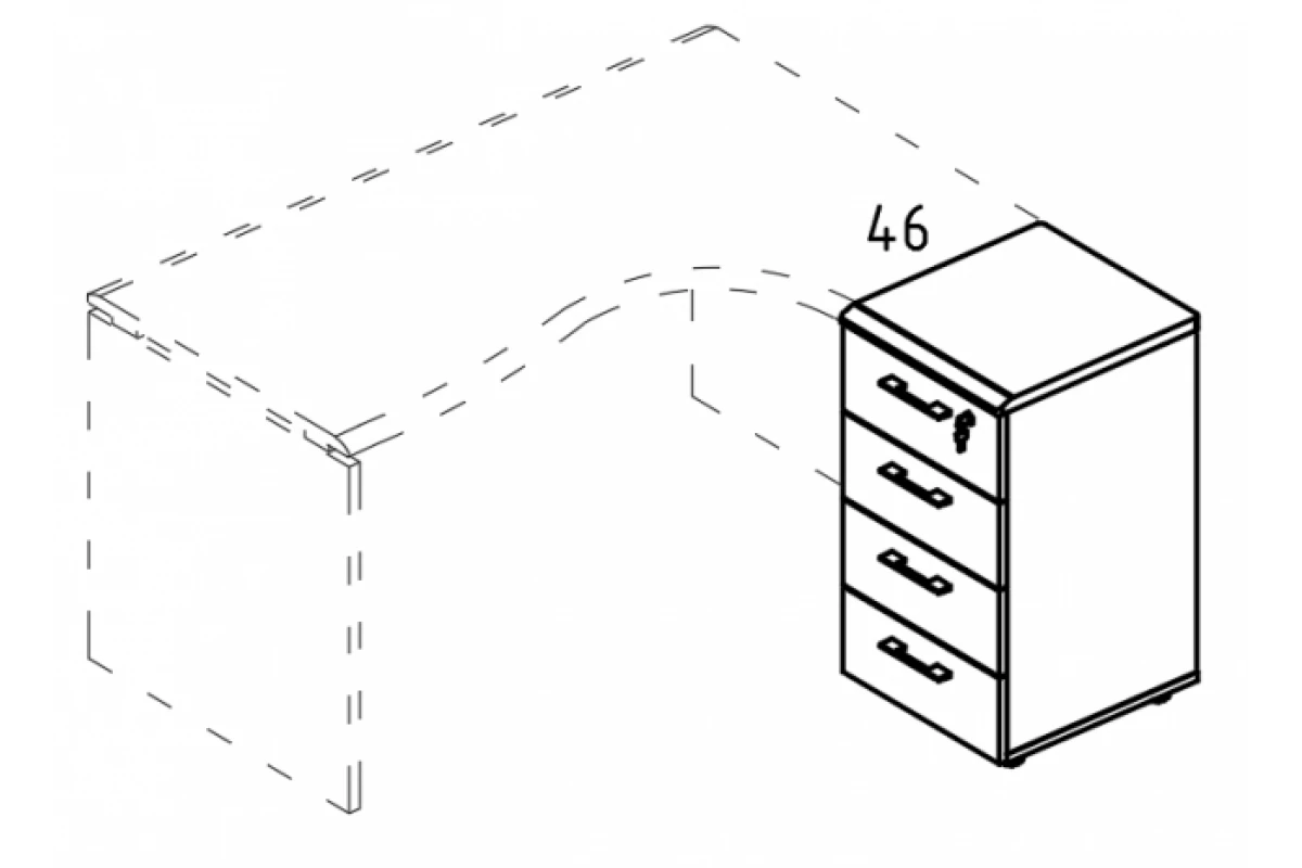 Тумба 4 ящика приставная с замком МР 9223 в Про-Офис